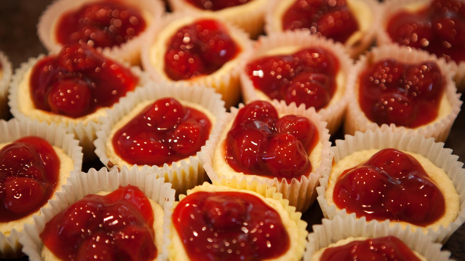 Super Easy Mini-Cherry Cheesecakes